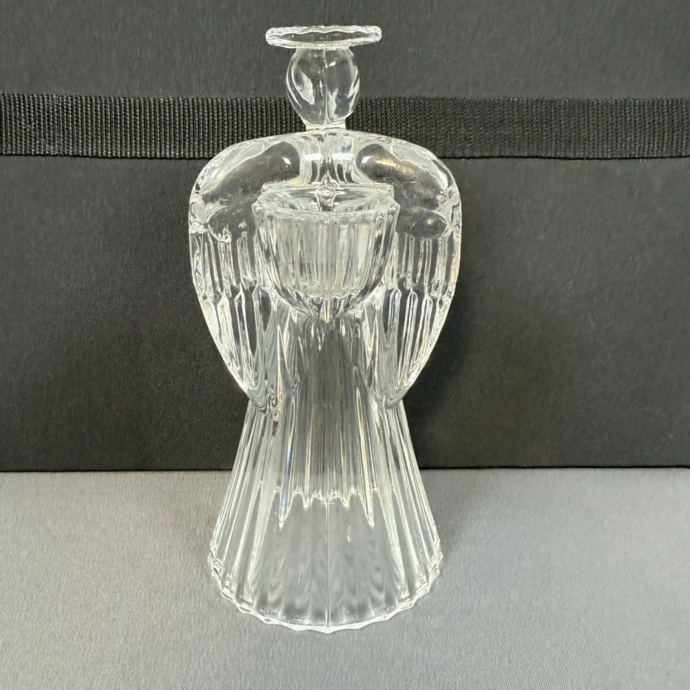Clear Glass Angel‎ Candle Holder Taper Votive Tealight Table Decor